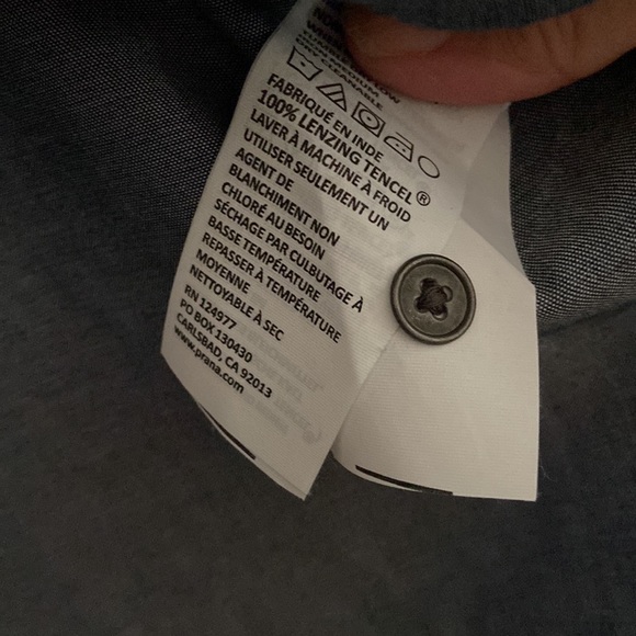 Prana Blue Updrift Denim Tencel Chambray XL pit to pit 23" back length 30" - Picture 3 of 6